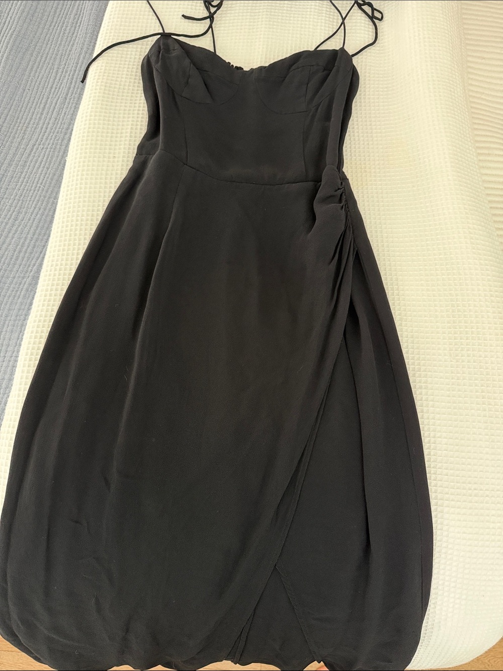 Reformation Black Spaghetti Strap Midi Wrap Dress - Picture 2 of 3
